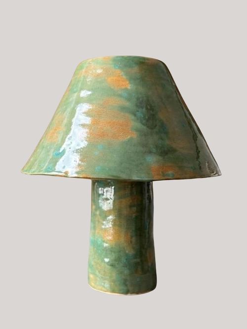 Rare Find - Handmade Green Ceramic Table Lamp