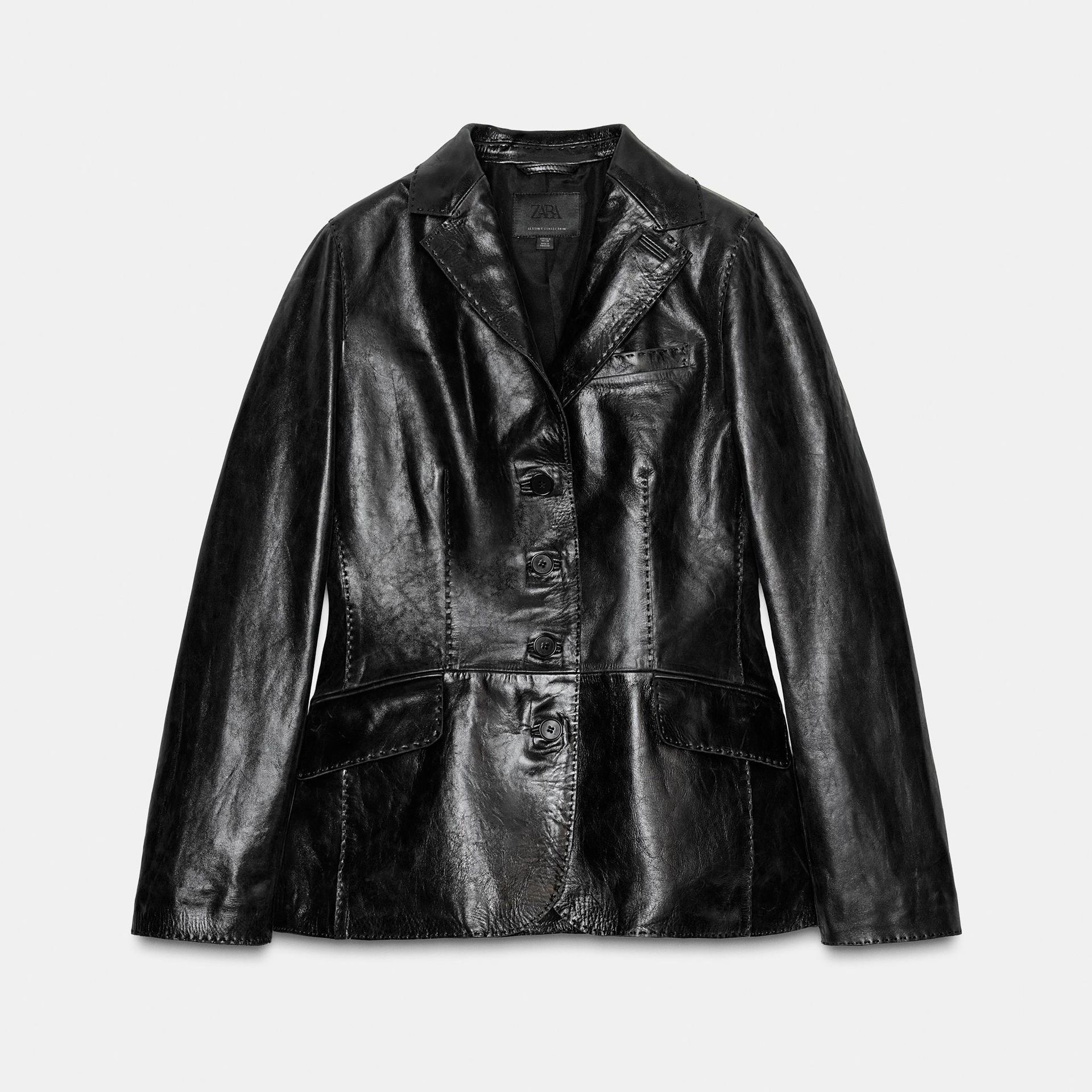 Fitted Leather Blazer