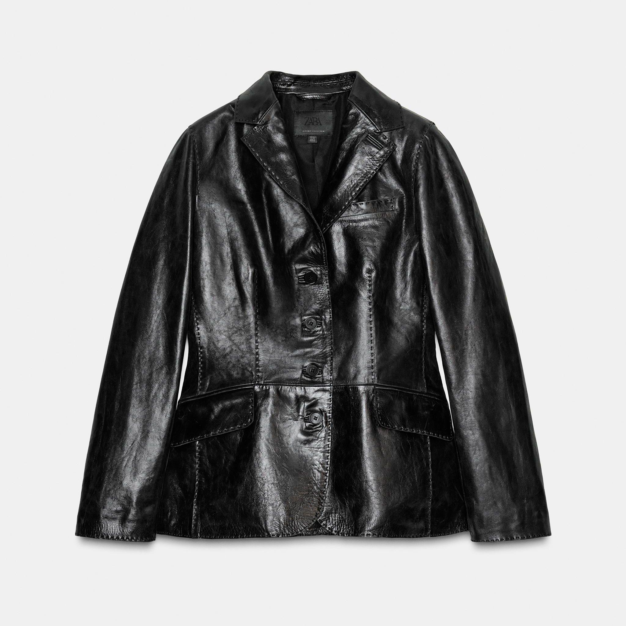 Fitted Leather Blazer