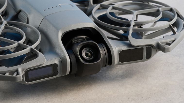 A dark gray DJI Neo 2 camera drone