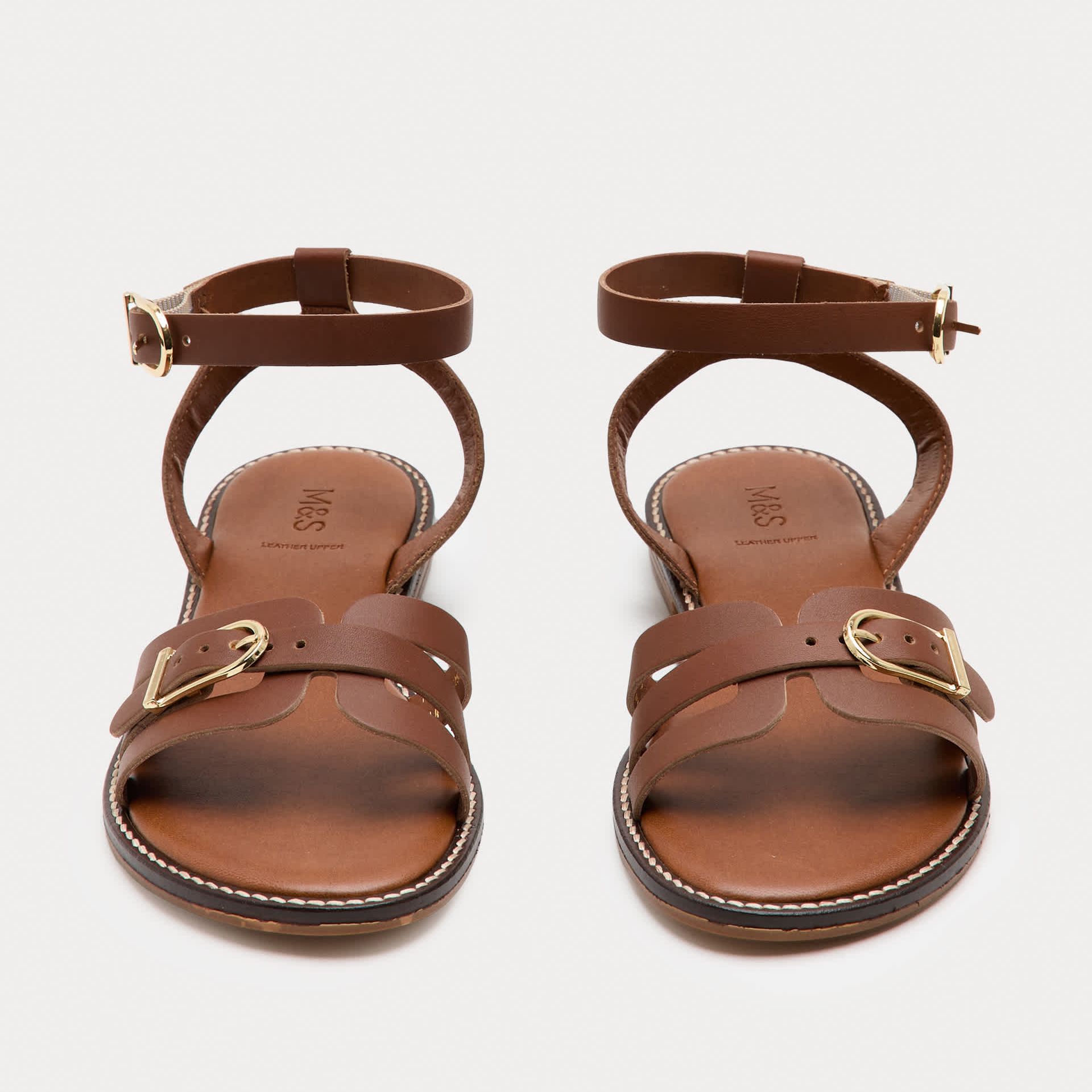 Leather Buckle Ankle Strap Sandals