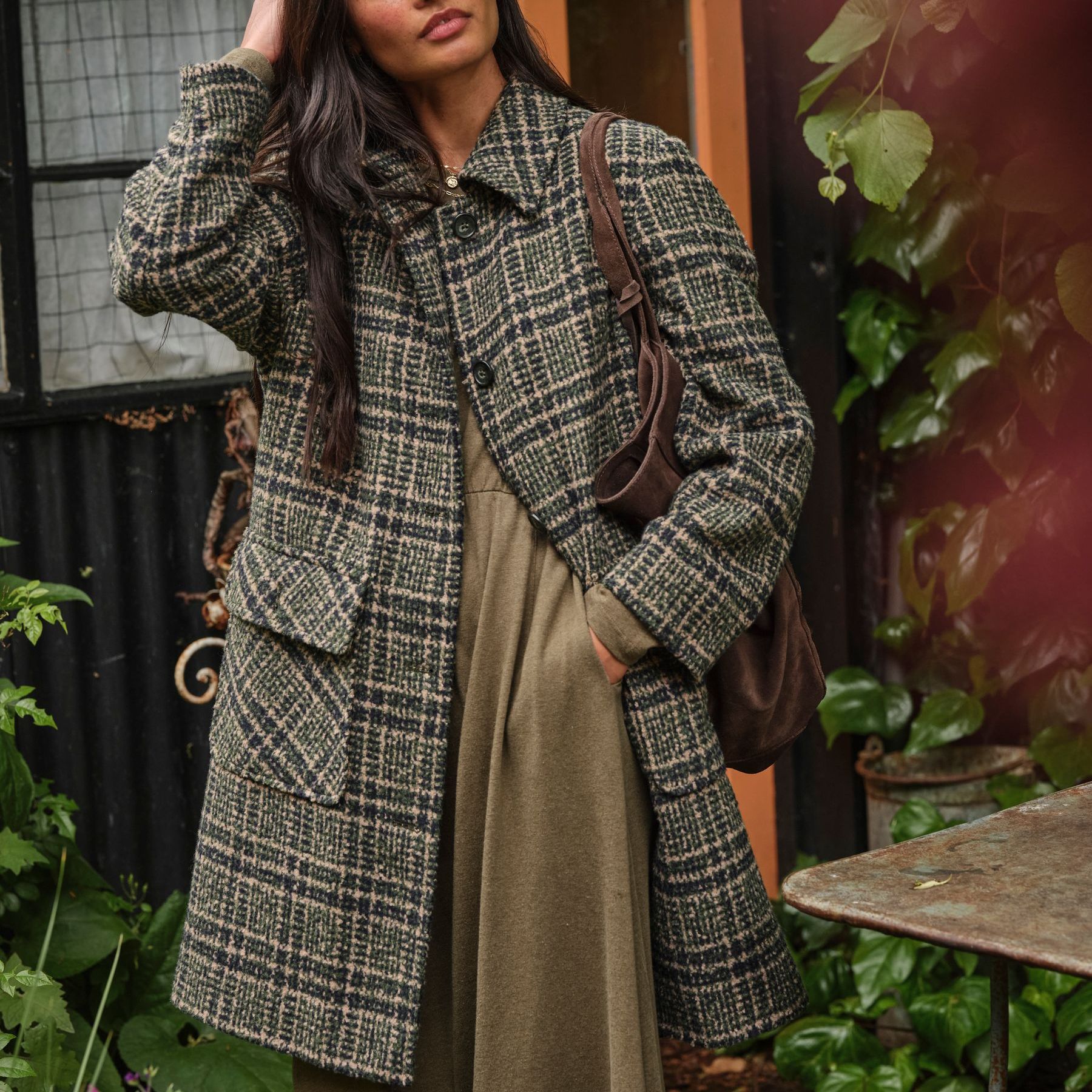 Jade Green Check Coat