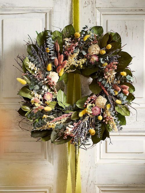 Eucalyptus, Lavender + Larkspur Dried Wreath