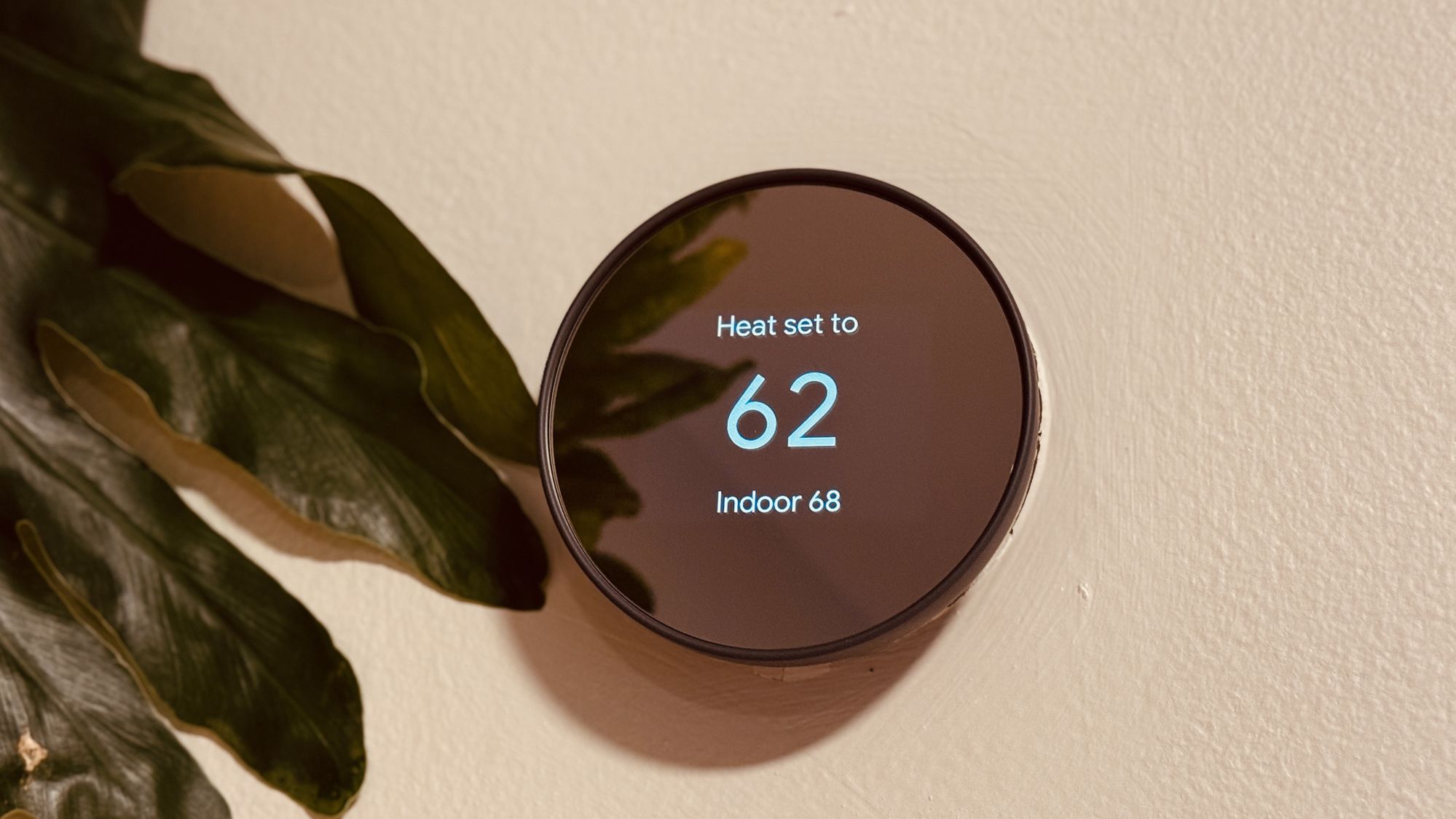 Smart thermostat set to 62 degrees