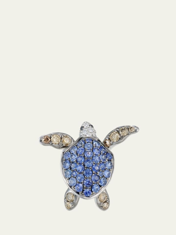 Blue Sapphire Turtle Earring, Single