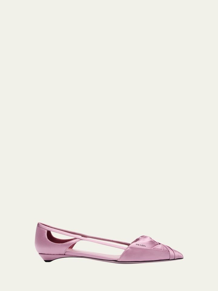 Satin Rose Cutout Ballerina Flats