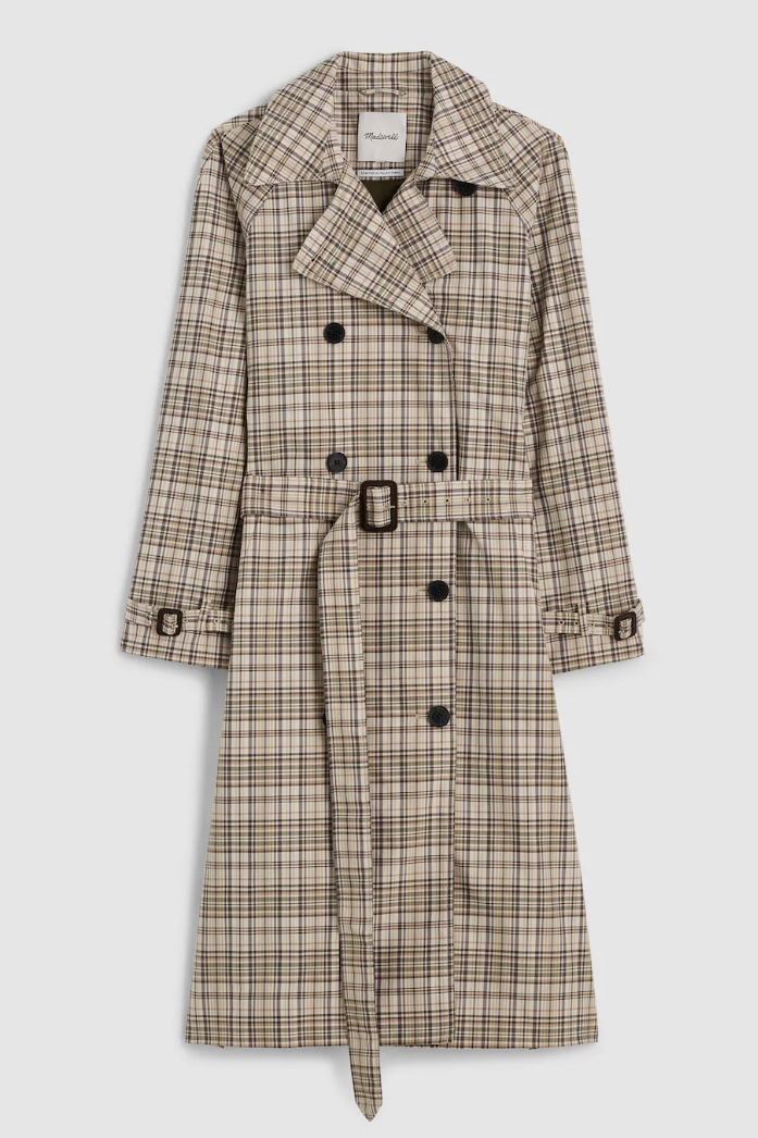 Madewell, Double-Breasted Trench Coat in Plaid