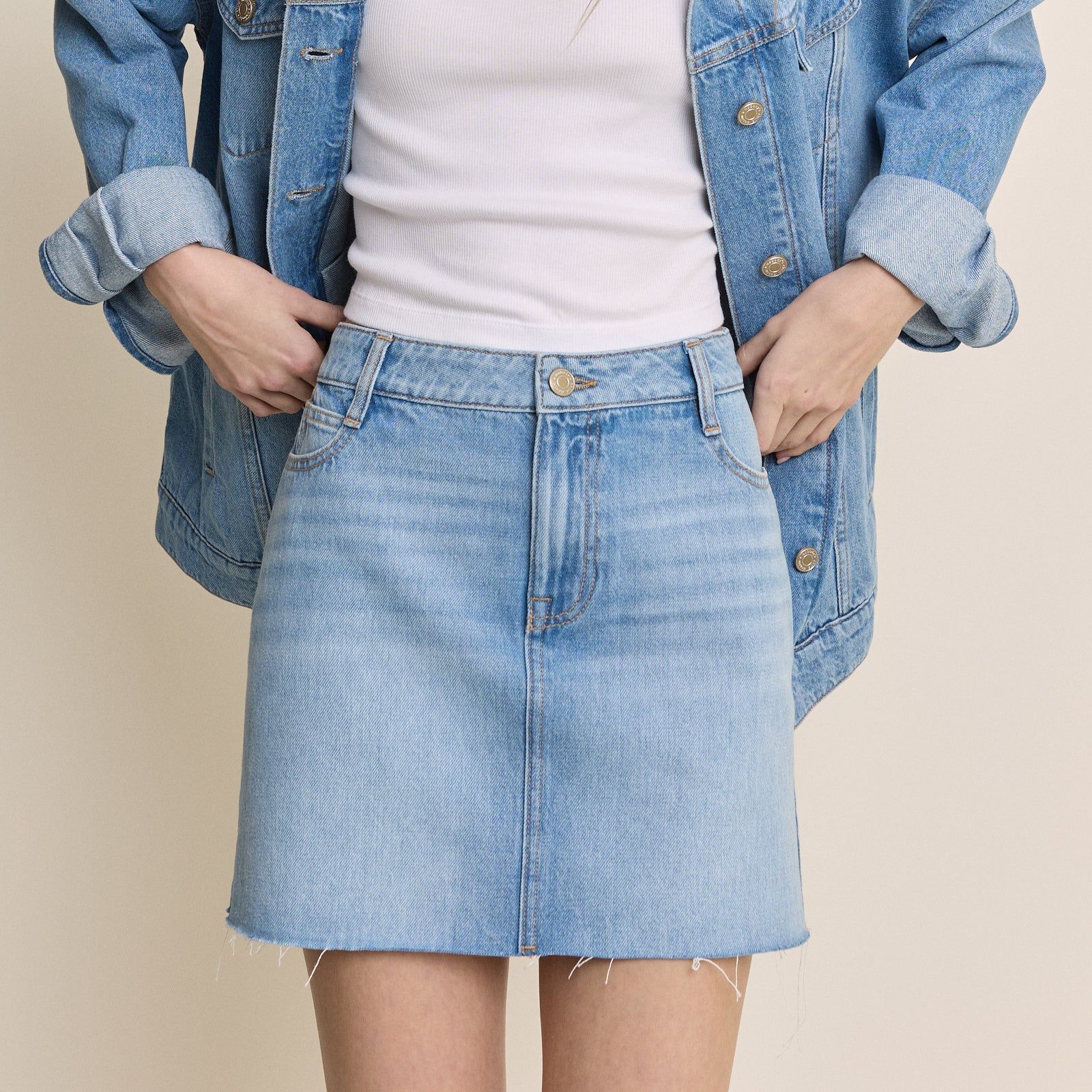 Mid Wash Denim Sandi Mini Skirt