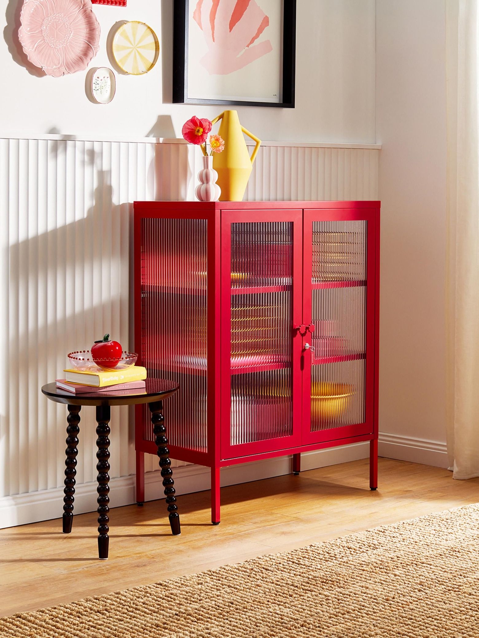 Metal Display Cabinet the Mixer With Ribbed Glass