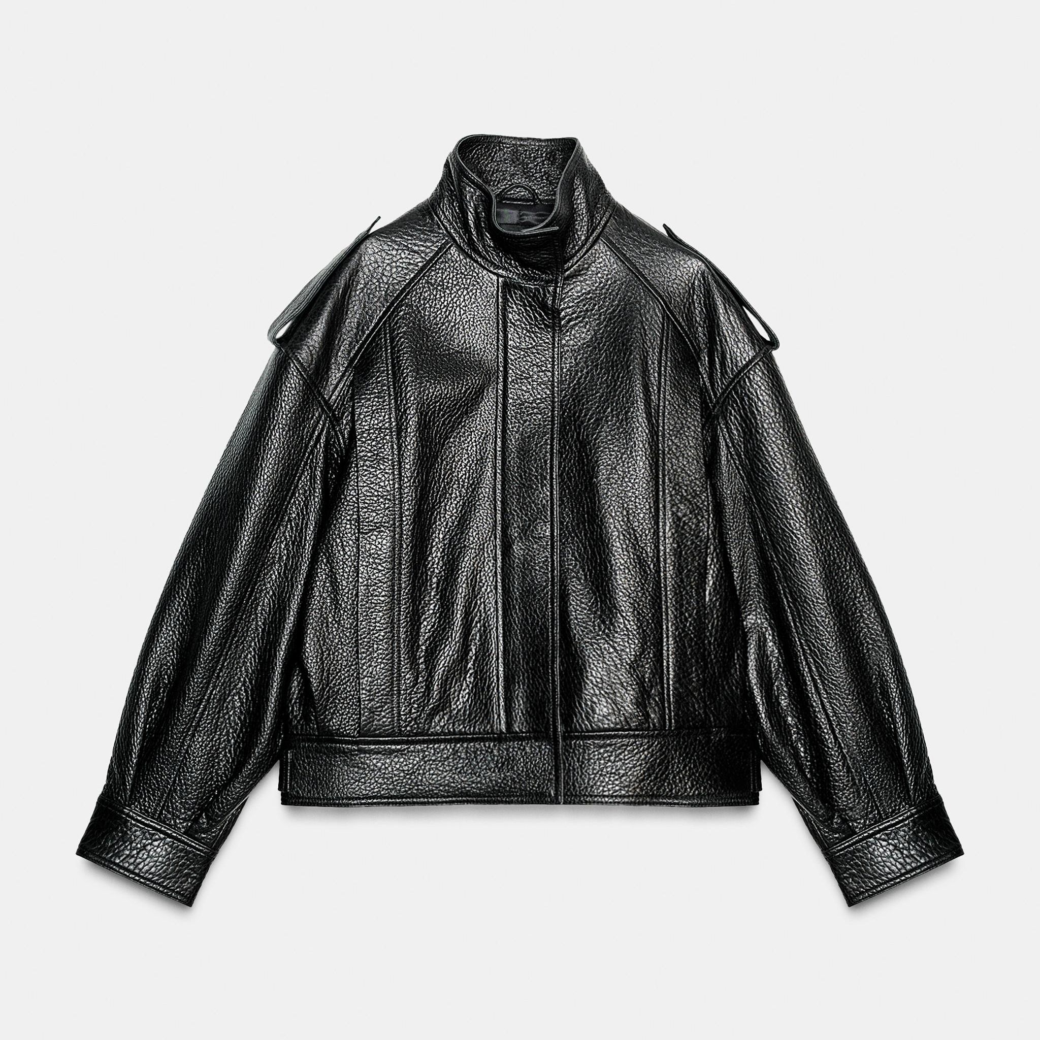100% Leather Bomber Jacket Zw Collection Limited Edition