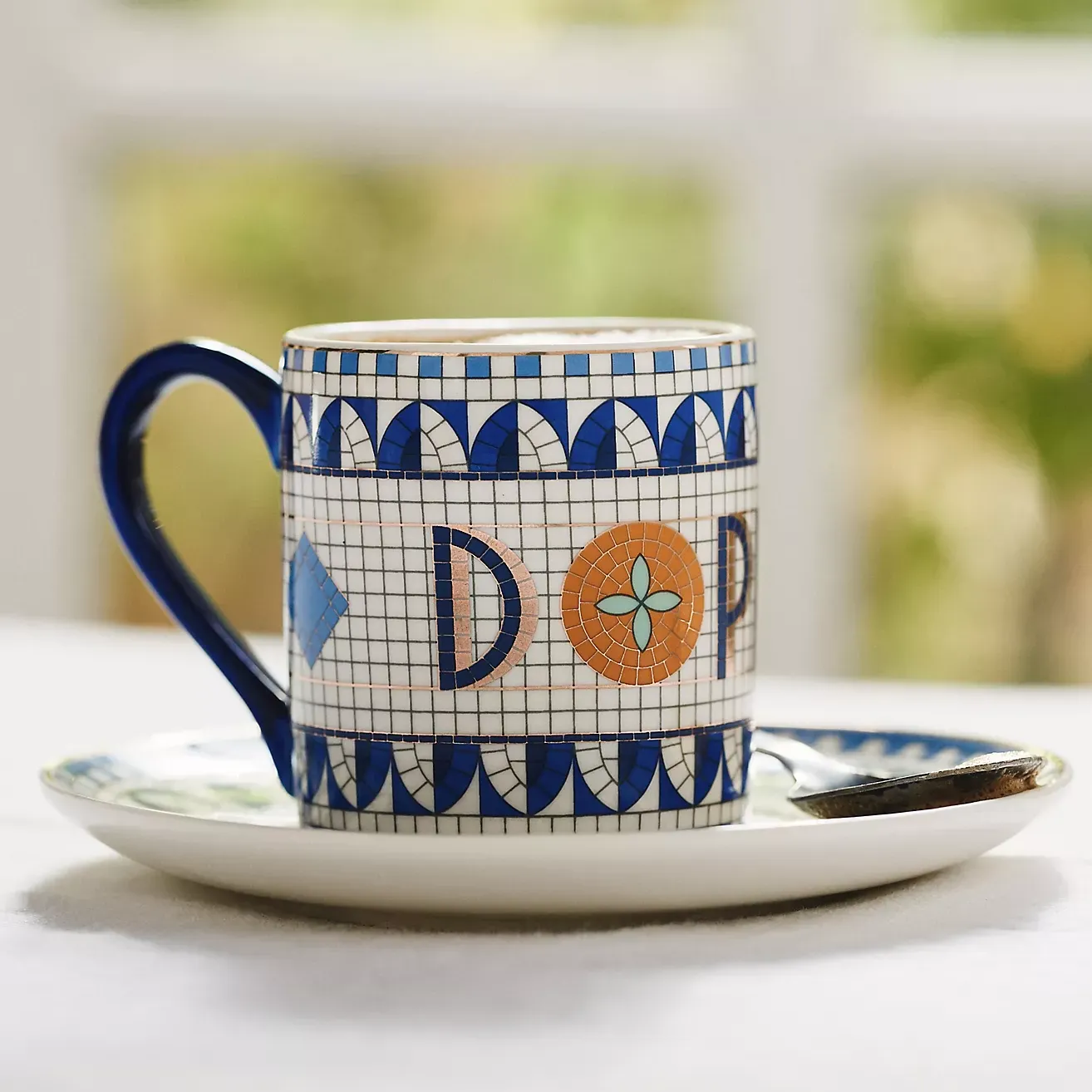 The Bistro Tile Stoneware Espresso &amp;amp; Saucer: Italia Edition