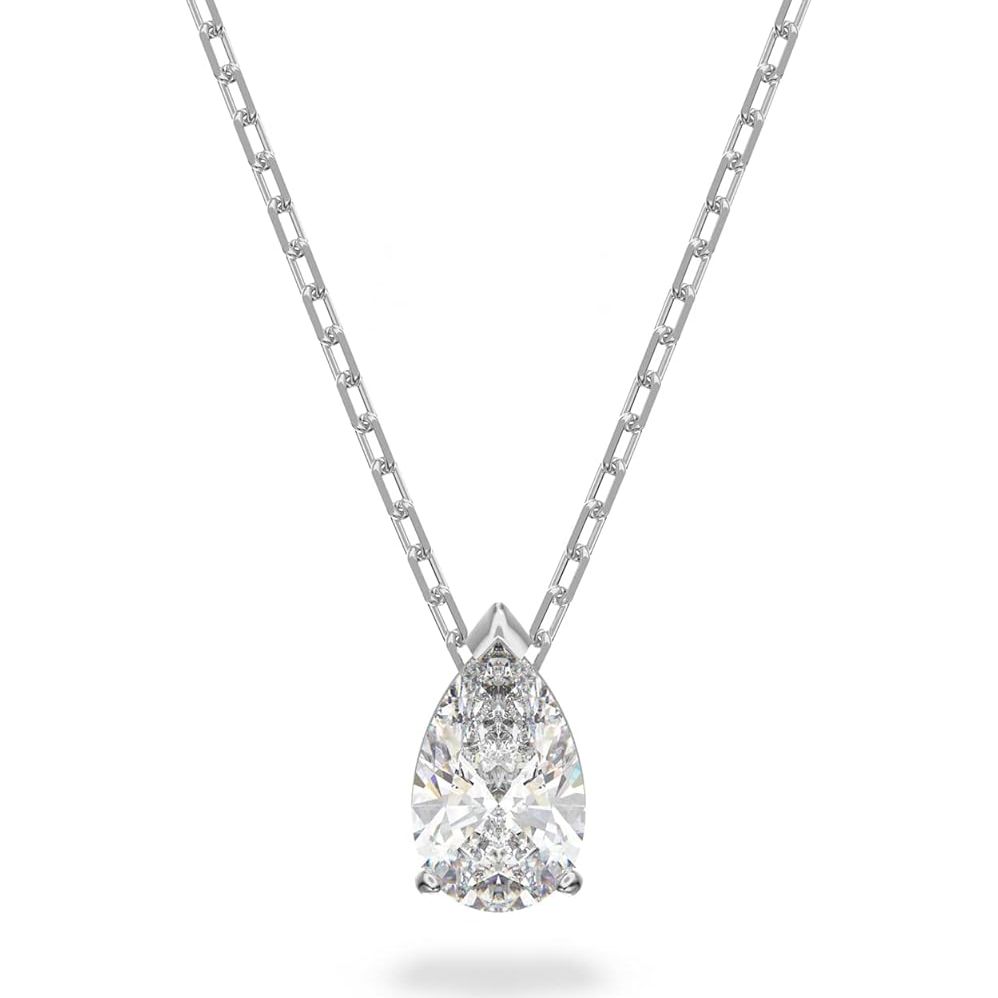 Swarovski Attract Adjustable Necklace, Precision Cut White Crystal, Rhodium Plated With Crystal Emblazened Logo Appendage From the Attract Collection for Women