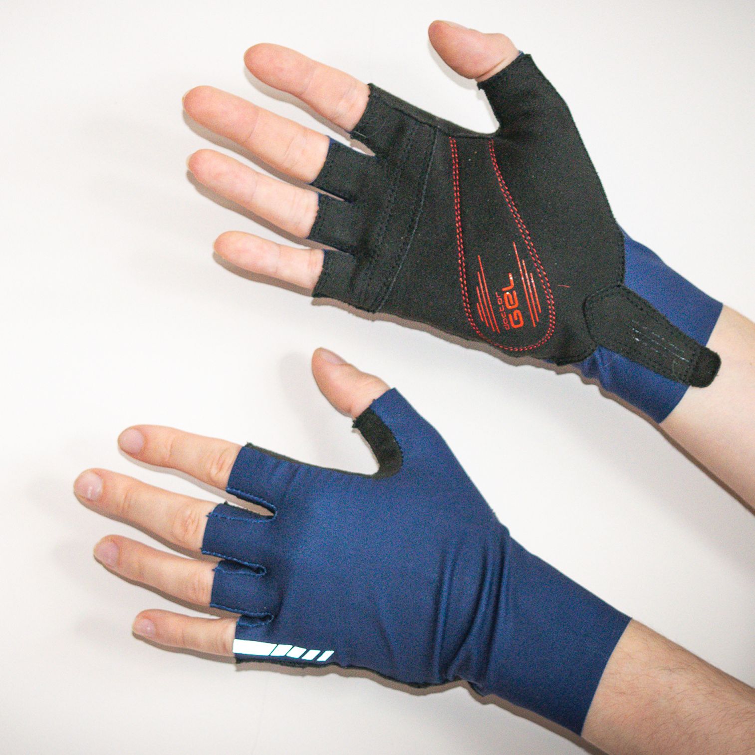 GripGrab Aero TT Raceday gloves being worn against a white background