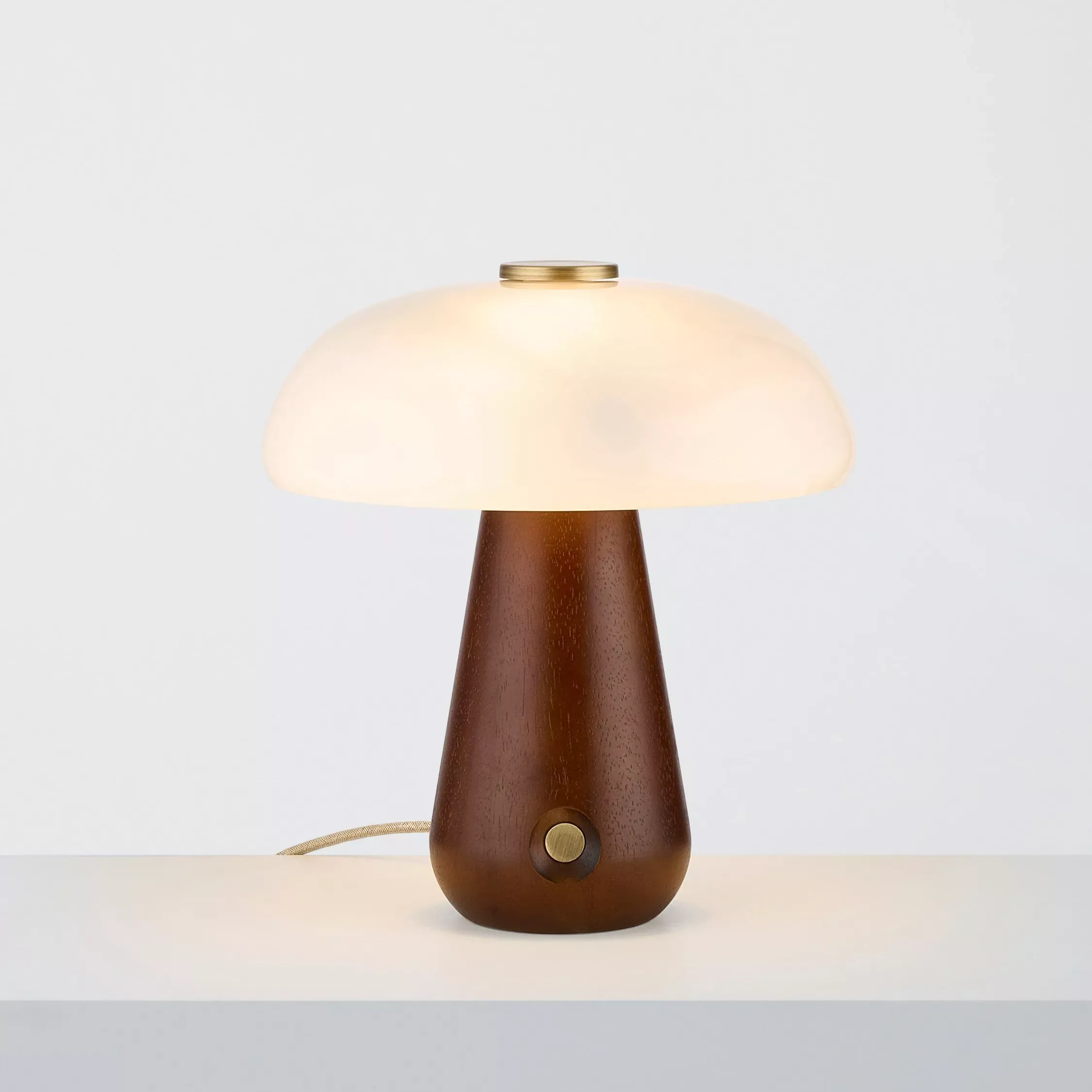 John Lewis Semla Touch Table Lamp, Walnut Wood Effect