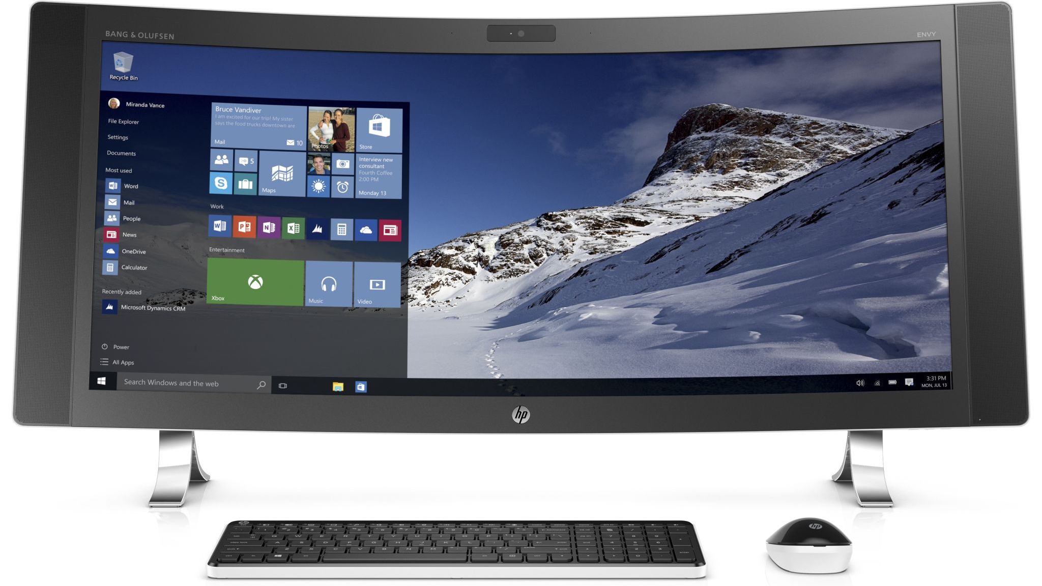 The HP ENVY Curved All-in-One runs Windows 10 on a huge 34