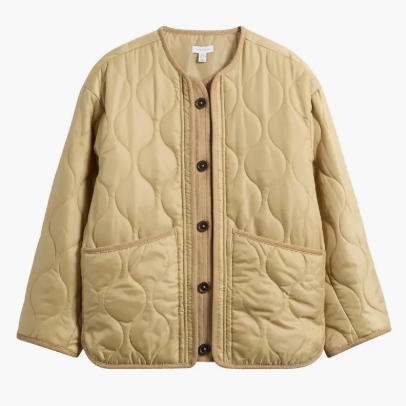beige quilted jacket
