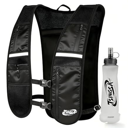 Tsingsa Running Vest for Women Men, Running Backpack With Water Bottle, Lightweight, Breathable, Waterproof, and Skin-Friendly Fabric, Extra-Large Storage Pockets, Adjustable Hydration Reflective Vest