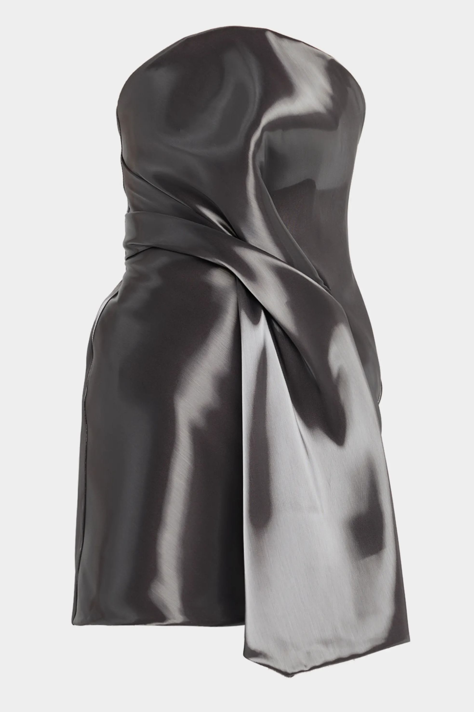 Kate Barton Kate Strapless Draped Liquid-Effect Mini Dress