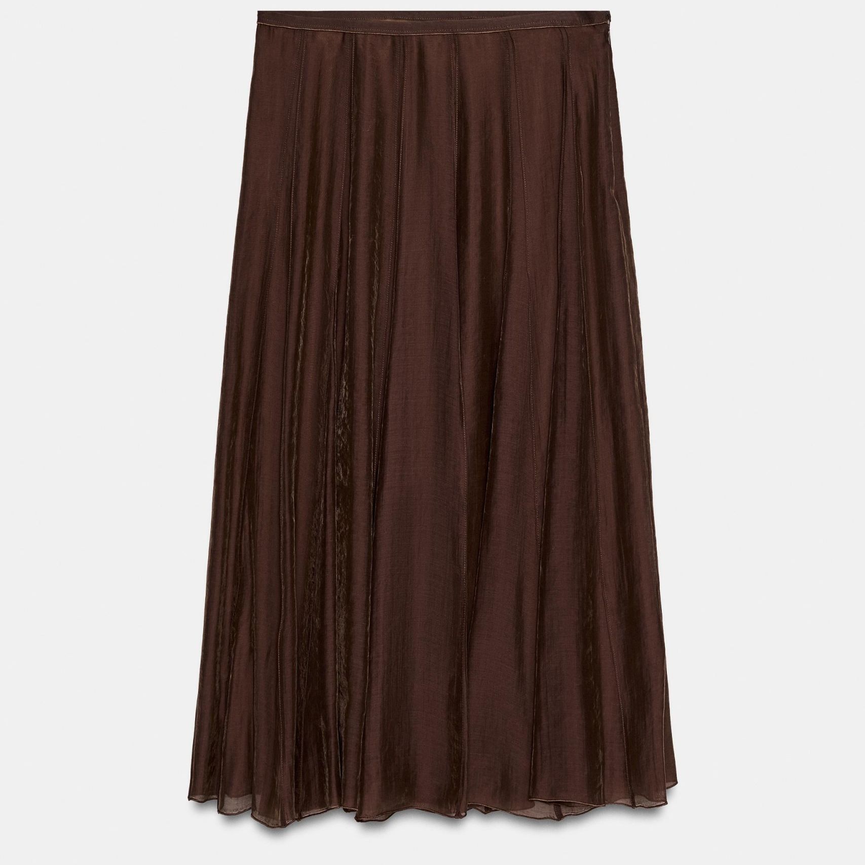 Zw Collection Flowing Combined Skirt - Chocolate - Xs