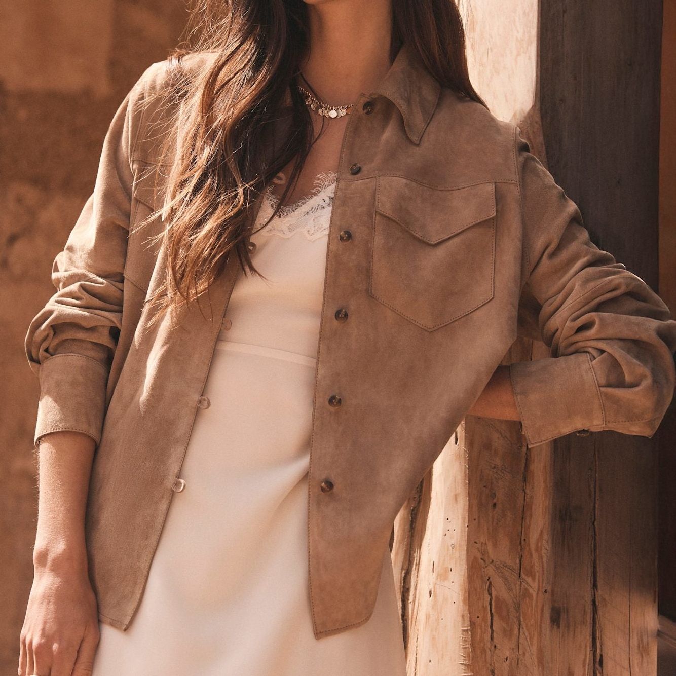 Neutral Suede Shirt