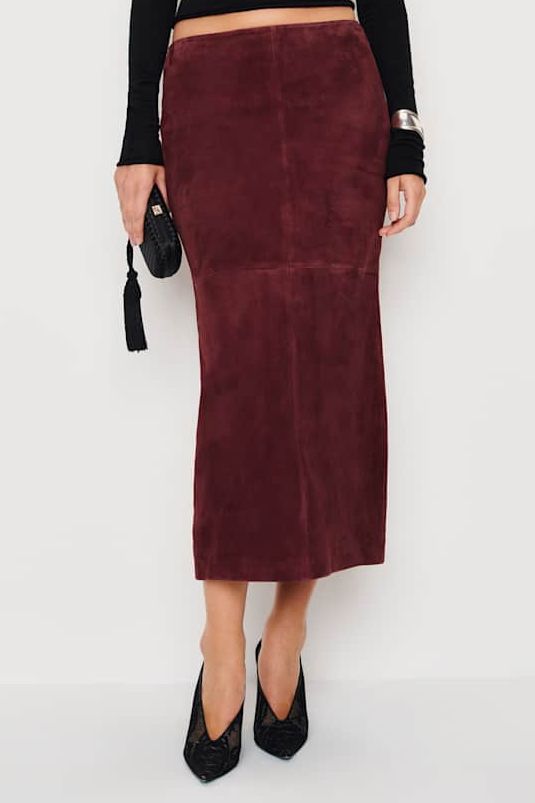 Veda Cole Low Waist Leather Maxi Skirt
