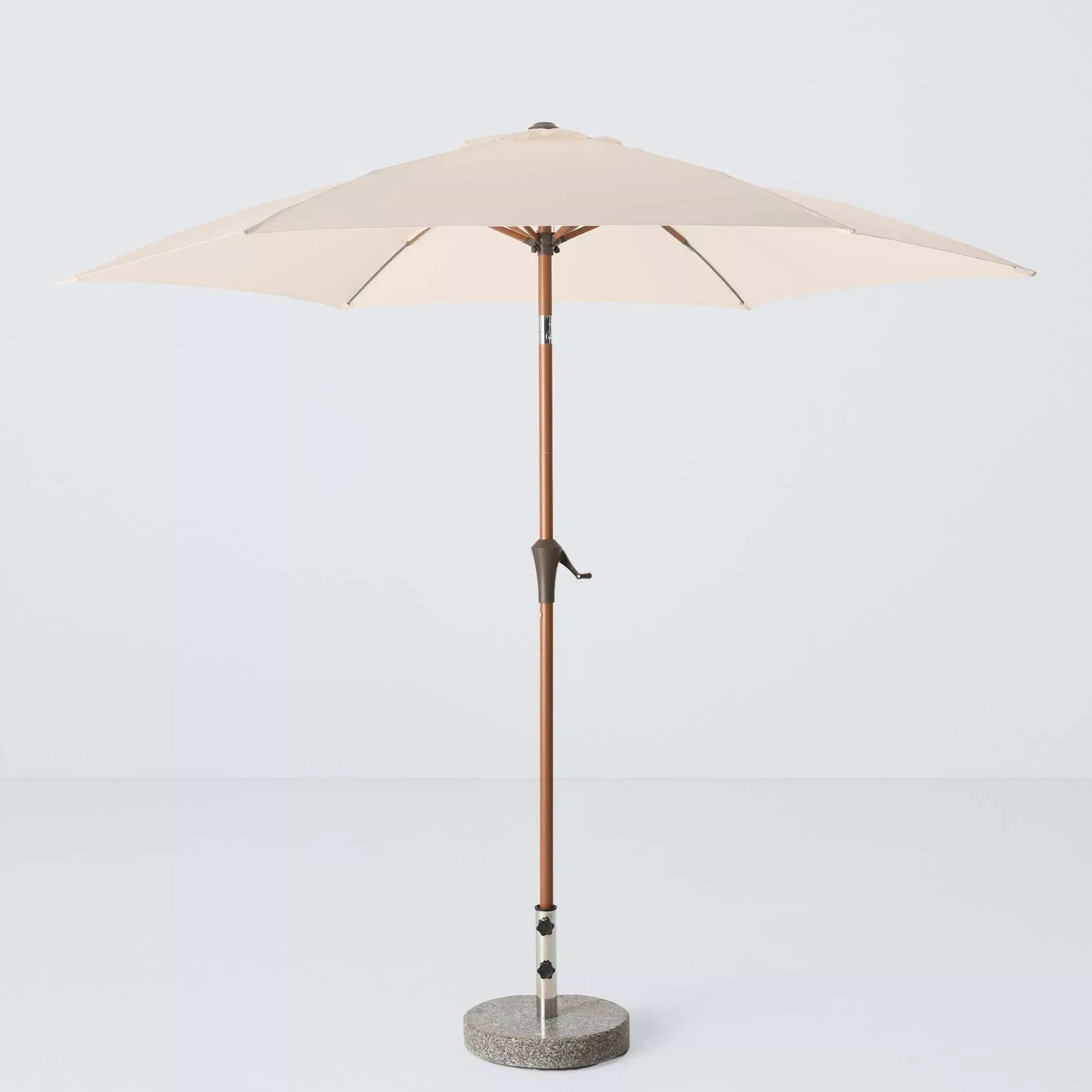 John Lewis Wood-Effect Wind-Up Parasol, 2.7m, Oyster