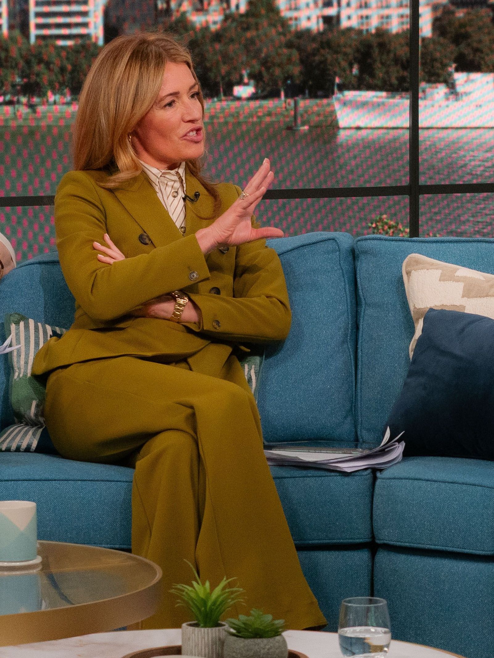 Cat Deeley wearing Reiss green suit on This Morning on 28 January, 2026