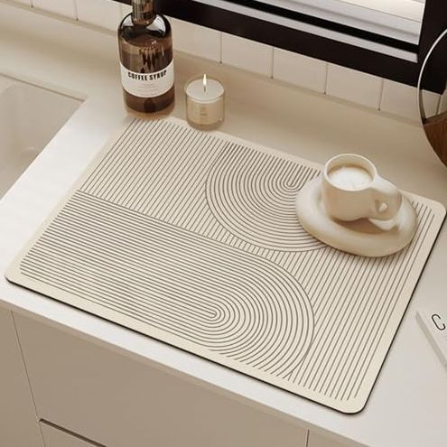 Hixingo Quick Drying Dish Drying Mat, Absorbent Draining Board Mats Line Coffee Mat, Non-Slip Draining Mat for Kitchen Diatomaceous Dish Drainer Mat (30x40cm,stripe)