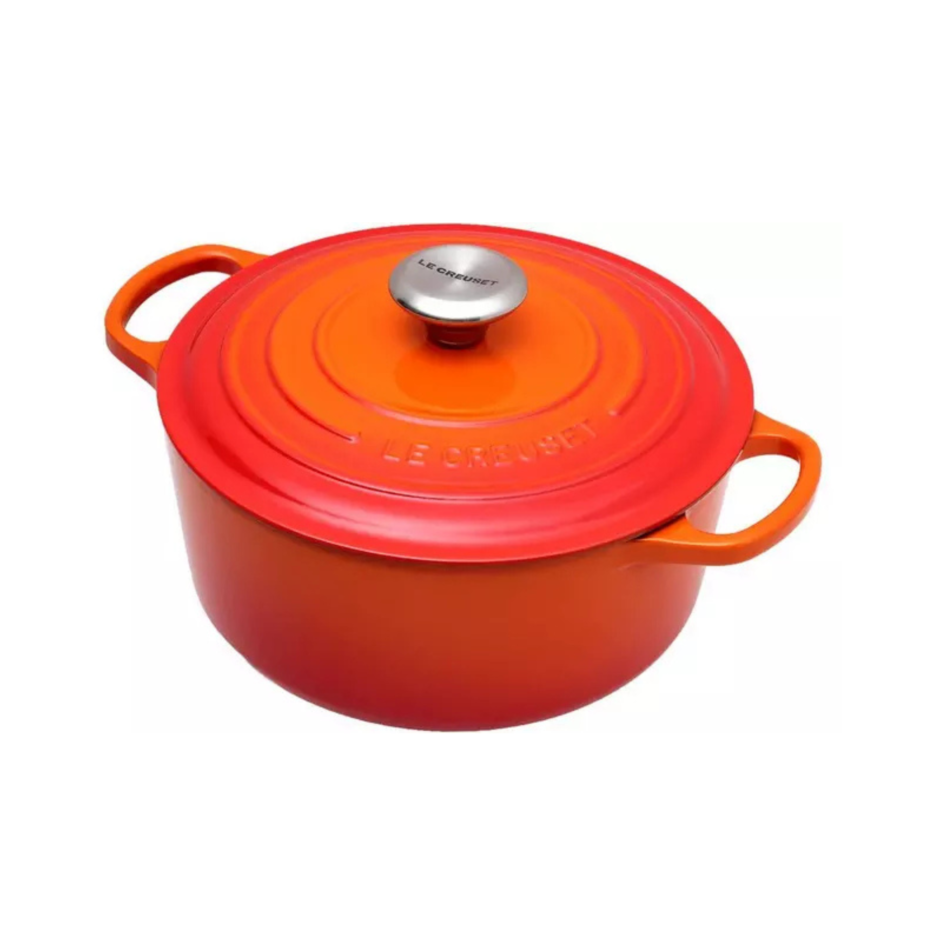 Le Creuset, the best cast iron Dutch oven, in flamme doree
