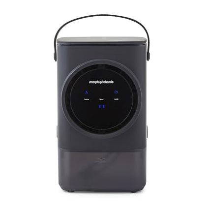 Morphy Richards Flexi Freeze 1l Rechargeable Travel &amp;amp; Desk Top Mini Personal Air Cooler, Rechargeable Design &amp;amp; 15 Hour Run Time, 4 Fan Speeds, 4 Hours Charge Time, Low Noise, Grey, 823001