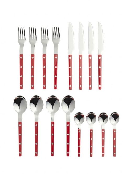 16-Piece Cutlery Set, Red