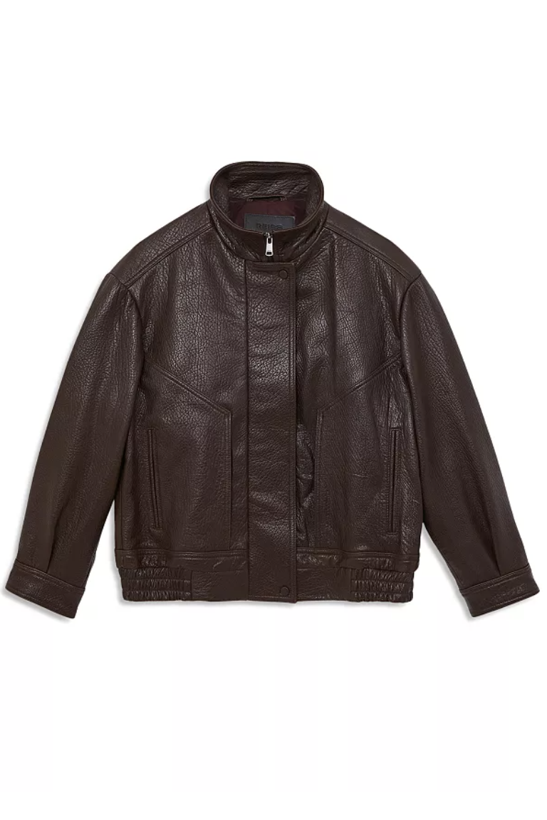 REISS, Kiara Textured Leather Jacket