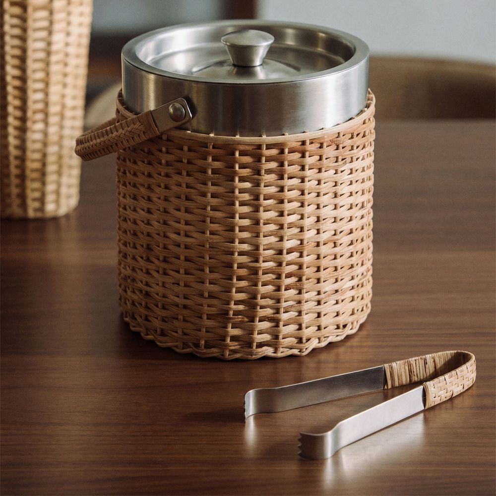 Dakomi Ice Bucket Set With Stainless Steel Tongs and Bamboo