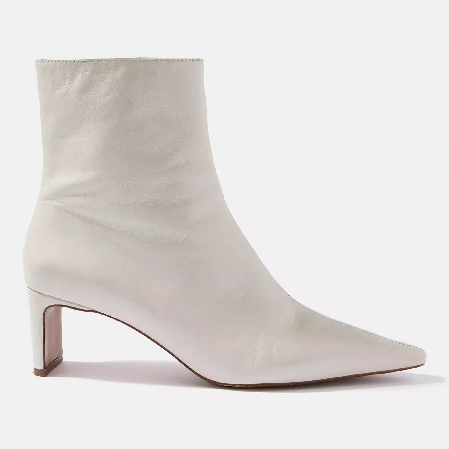 Mint Velvet Heeled Leather Ankle Boots, White