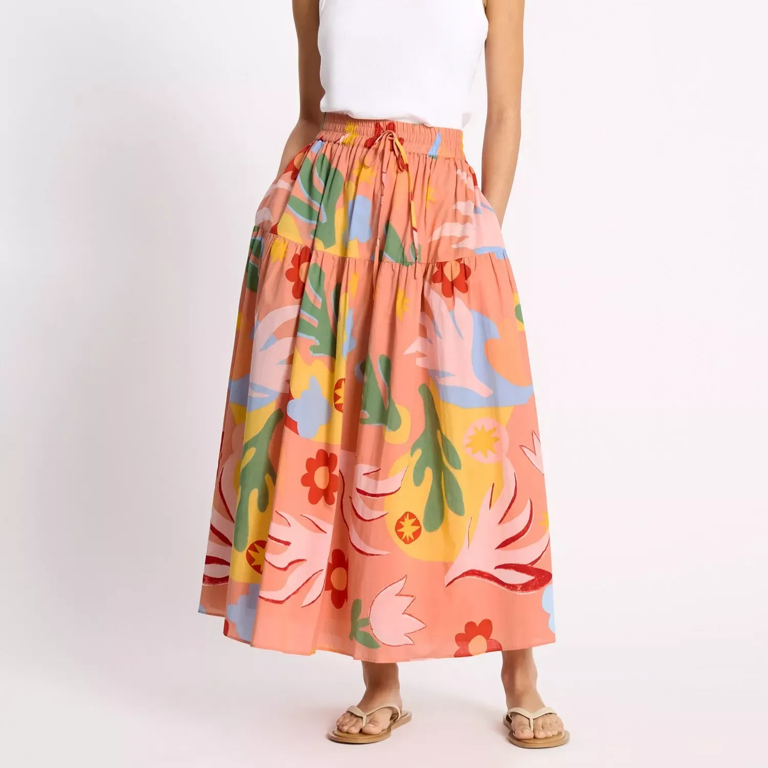 Albaray X Laetitia Rouget Tropique Print Maxi Skirt, Pink//multi