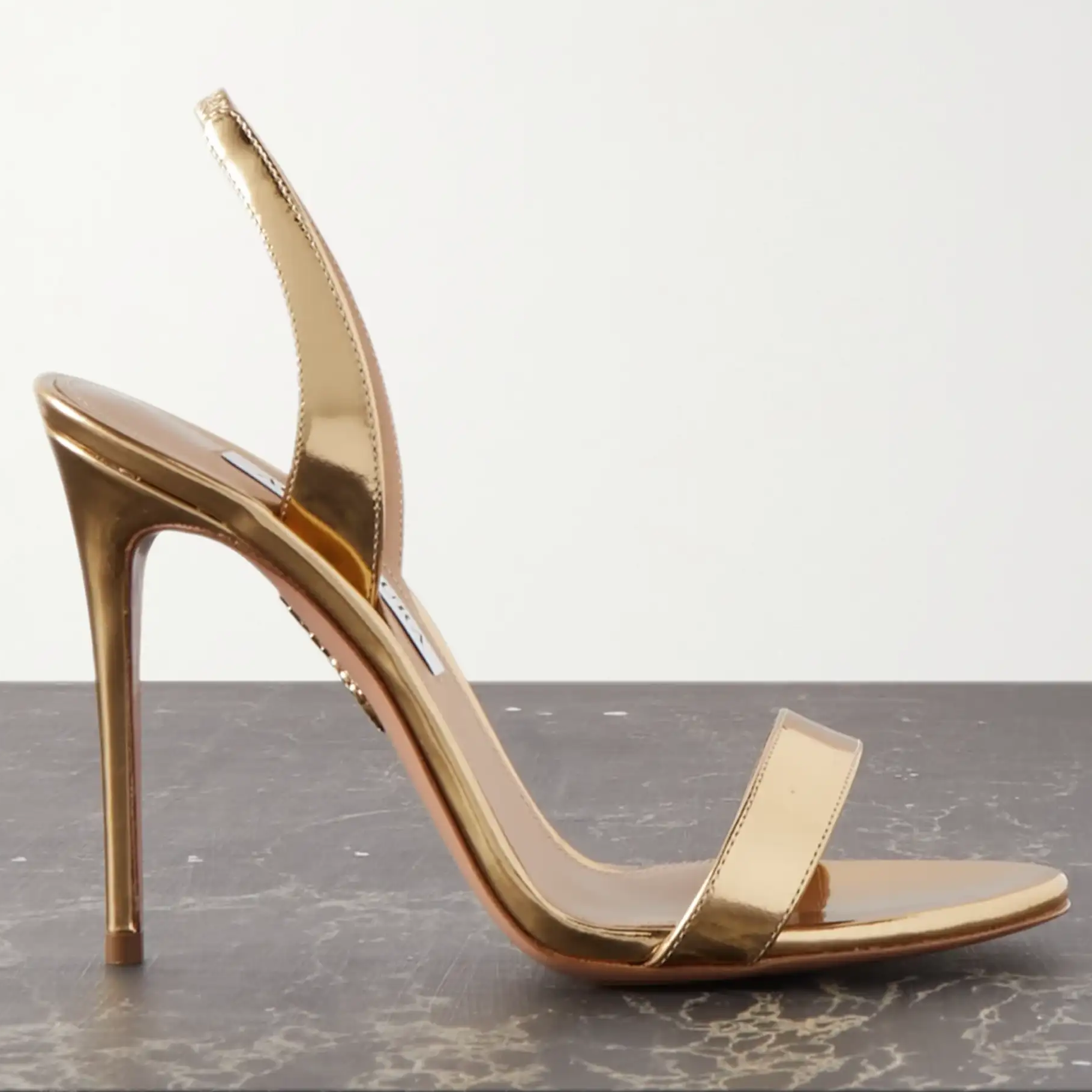 Aquazzura, So Nude 105 mirrored-leather slingback sandals