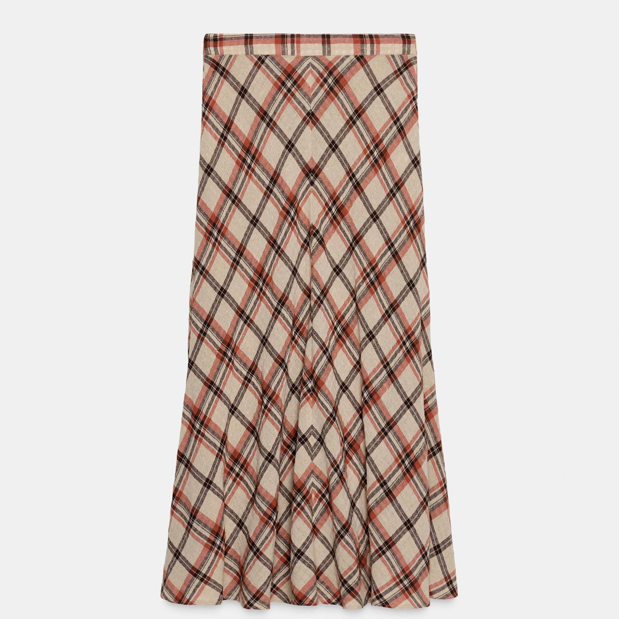 Checked Midi Skirt