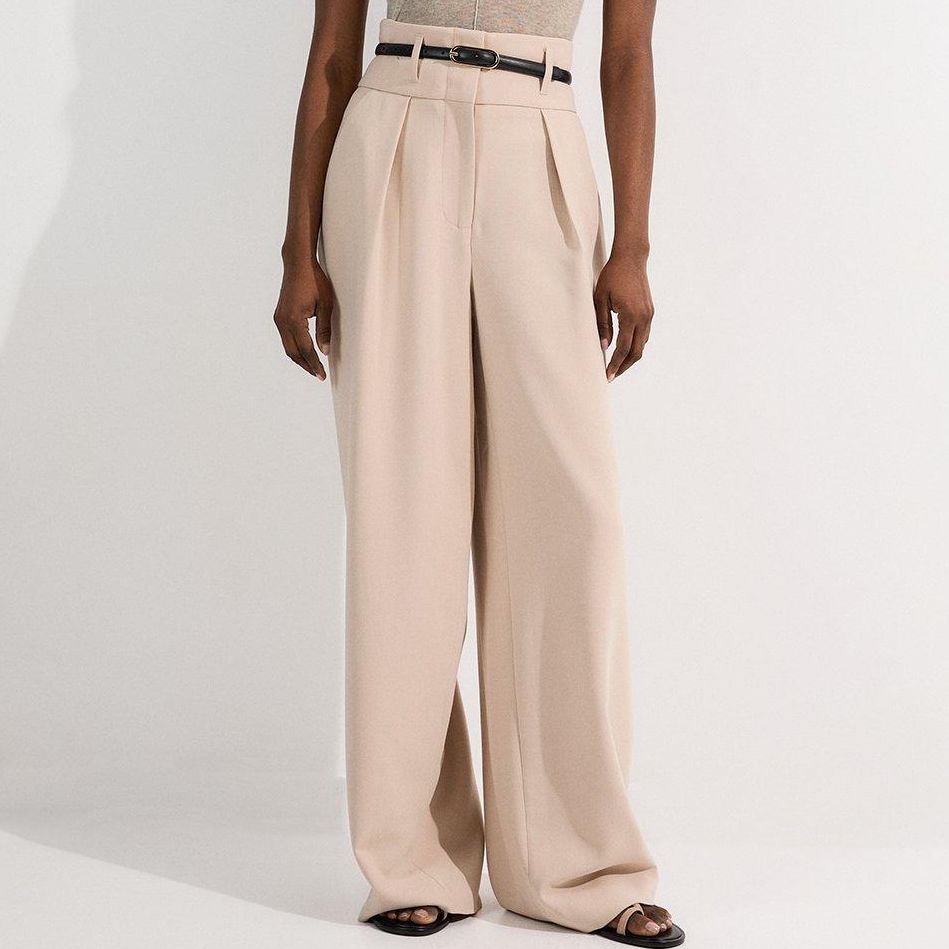 Compact Stretch Essential Tailored High Waist Wide Leg Trouser