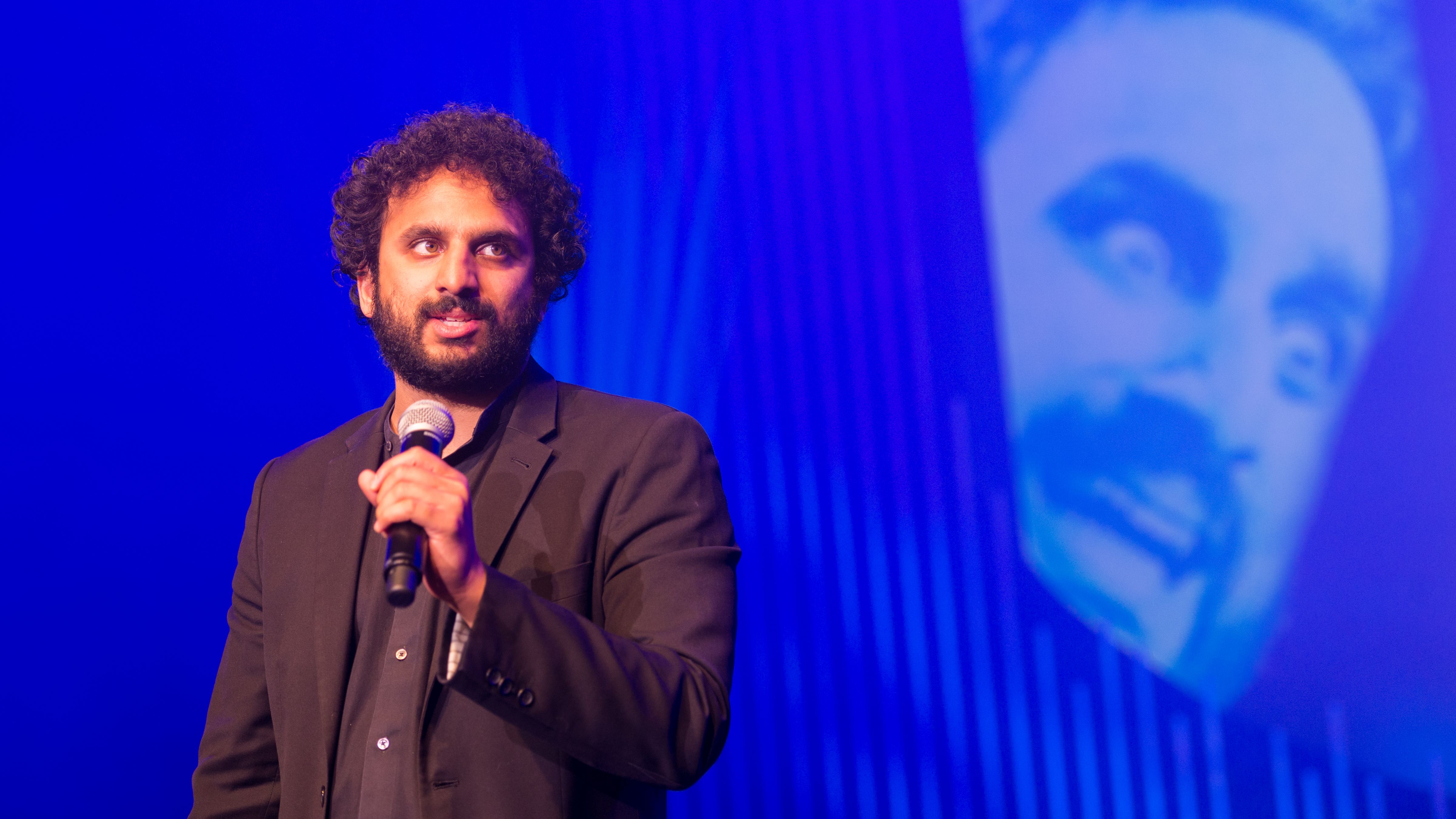 Nish Kumar performs 'Actions Speak Louder Than Words, Unless You Shout the Words Real Loud' on stage during Pleasance Programme Launch for the Edinburgh Festival Fringe in 2016
