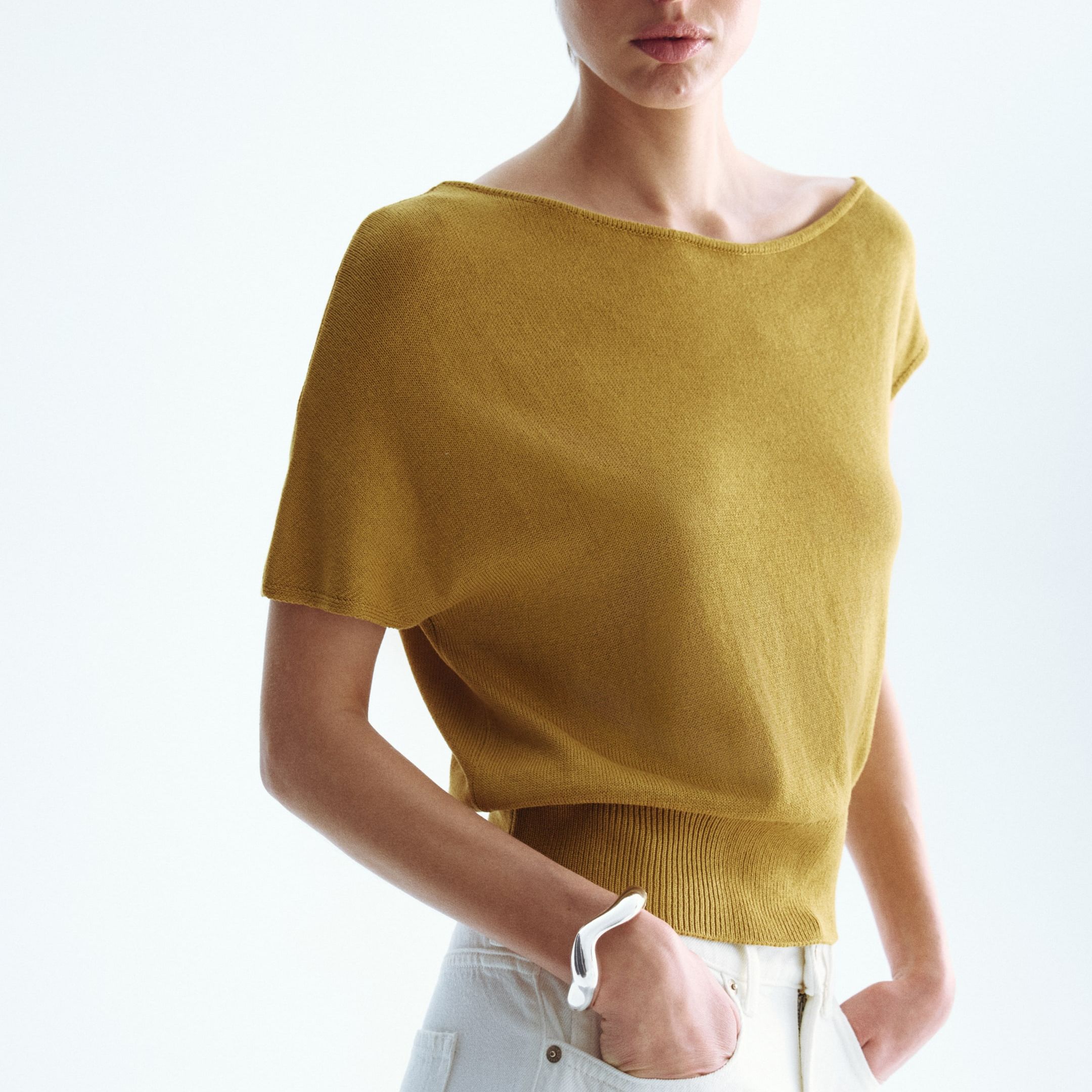 Fine-Knit One-Shoulder Top