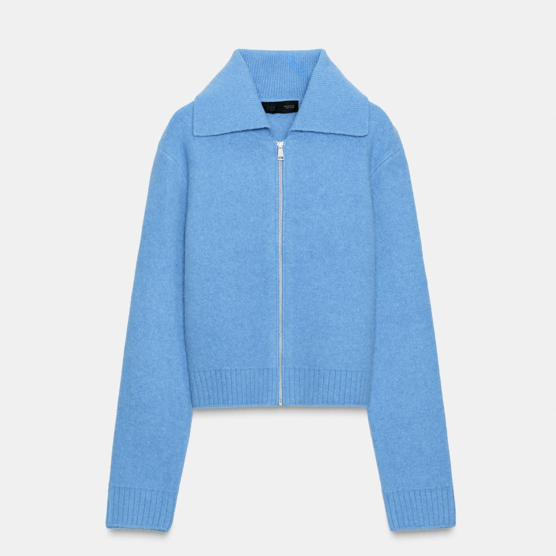 Zip-Up Knit Cardigan