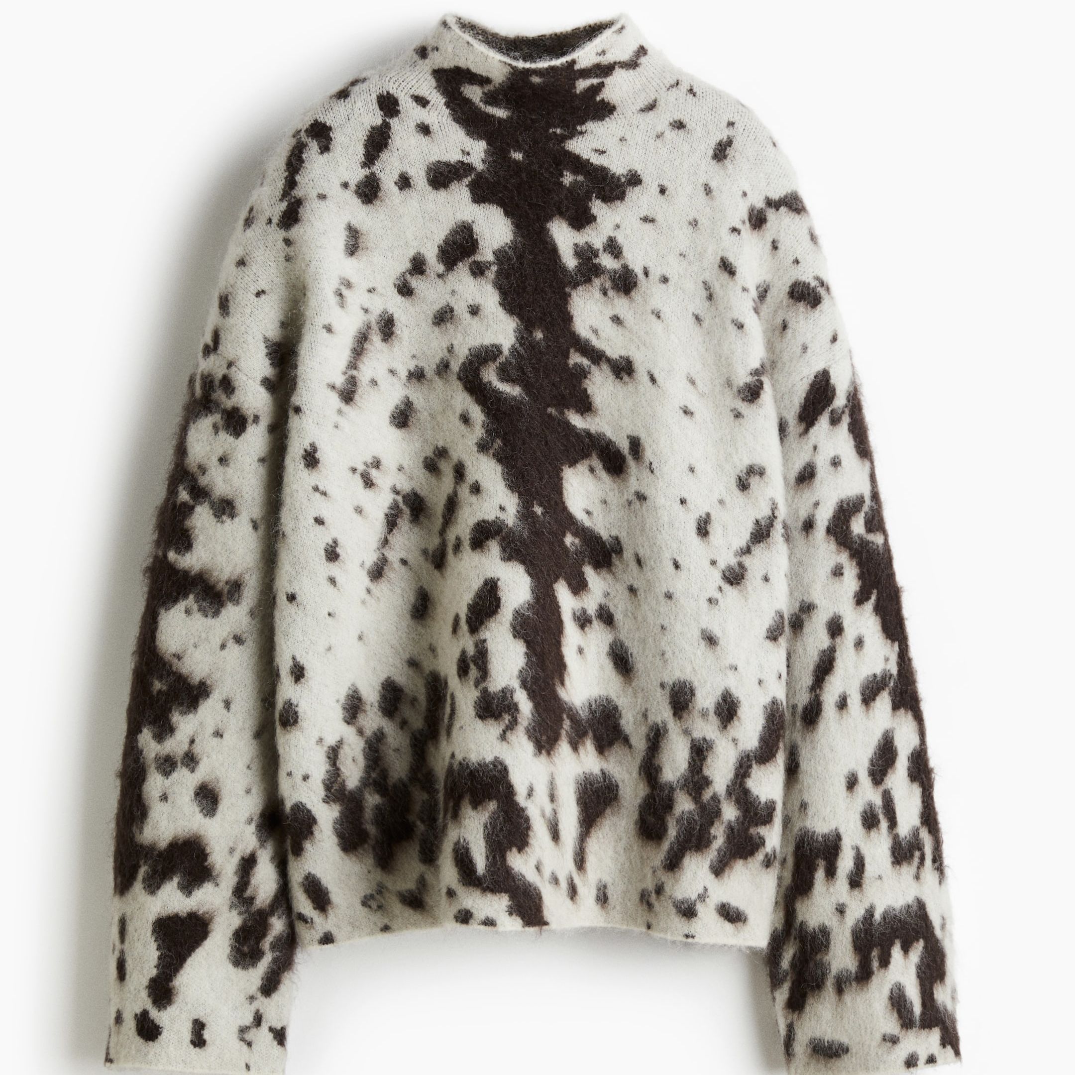 Mohair-Blend Turtleneck Jumper - Cream/cowhide Print