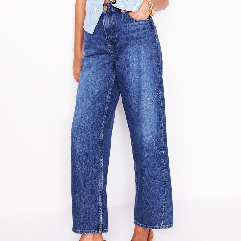 Boden Mid-Blue Barrel-Leg Jeans