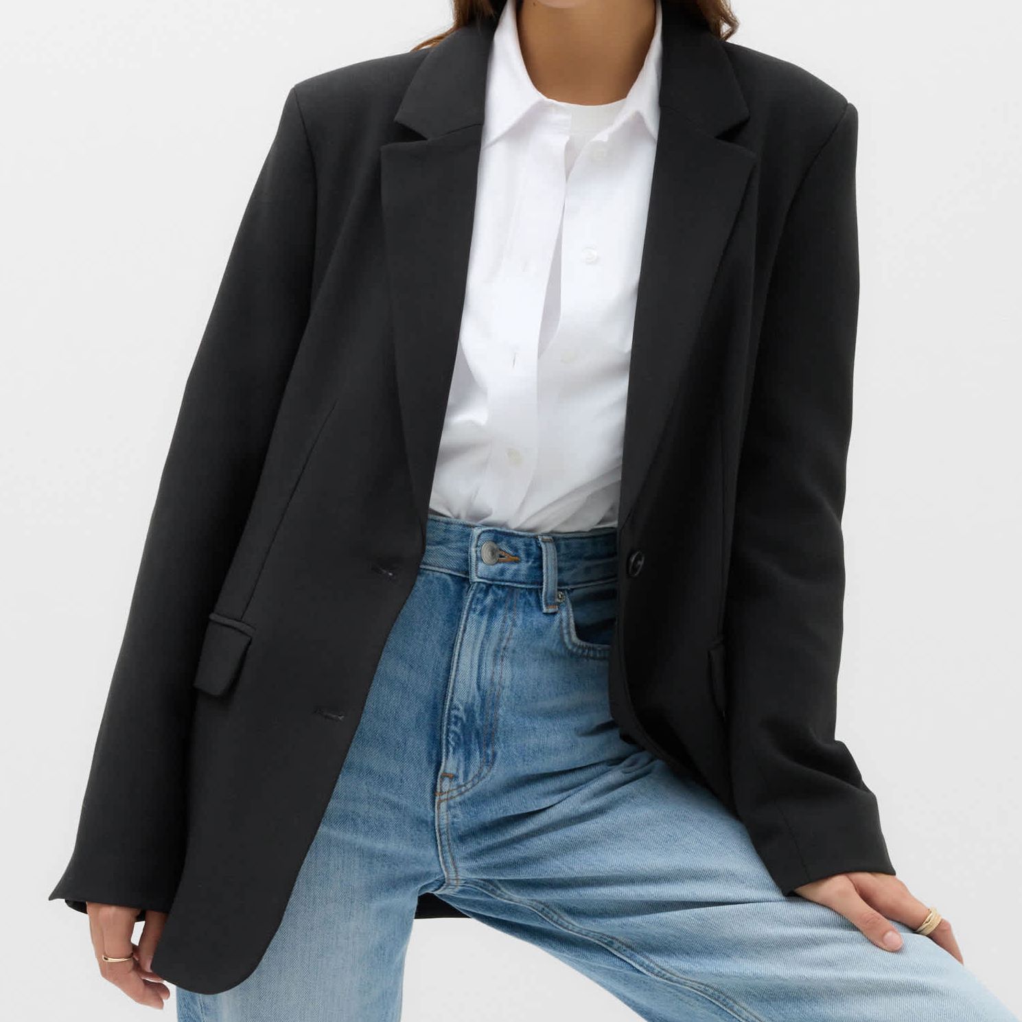 Woven Straight Single Breasted Blazer