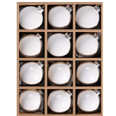 Wds Wondrous 12pcs White Christmas Balls, 2.36&quot; Matte and Shiny Glass Ornaments for Xmas Tree Decoration, Diy Christmas Set for Kids and Adults