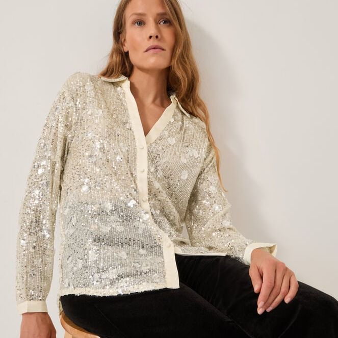 Seema Sequin Shirt Silver