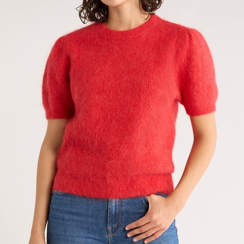 Puff Short Sleeve Suri Alpaca Blend Sweater