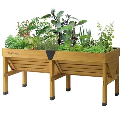 Vegtrug Classic Raised Bed Cedar Wood Planter With Segmented Design, Natural, Medium 1.8m - V-Shaped Raised Garden Bed for Outdoor Gardening - Ergonomic Design for Balcony, Patio &amp;amp; Small Spaces