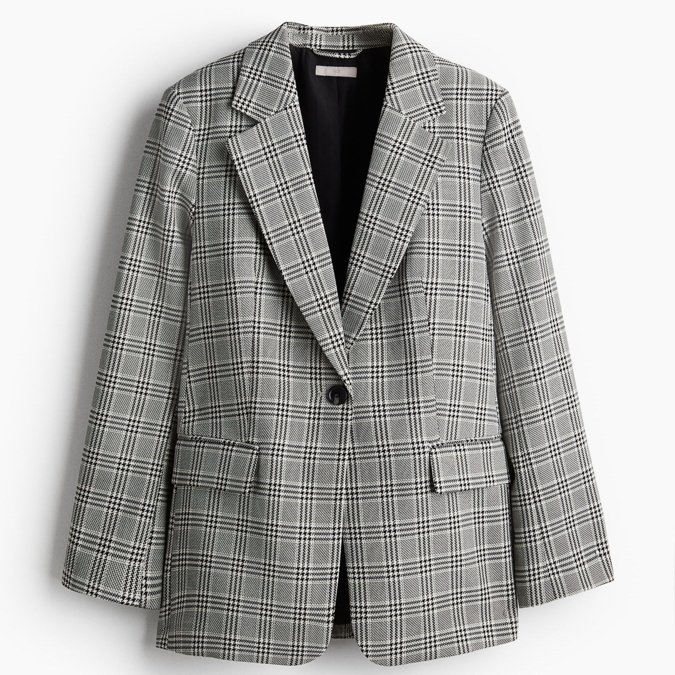 Single-Breasted Blazer - Beige/checked
