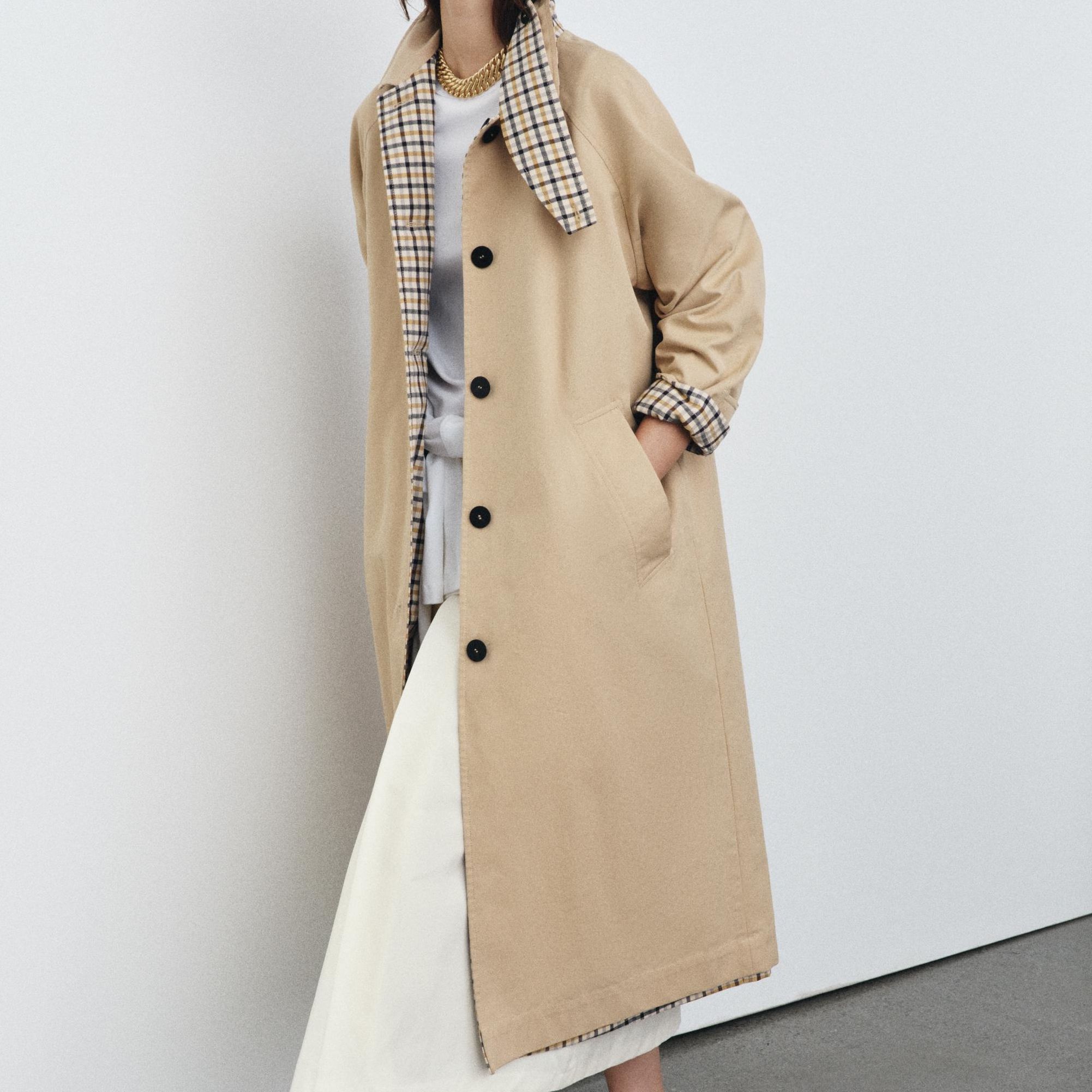 Zw Collection Reversible Checks Trench Coat